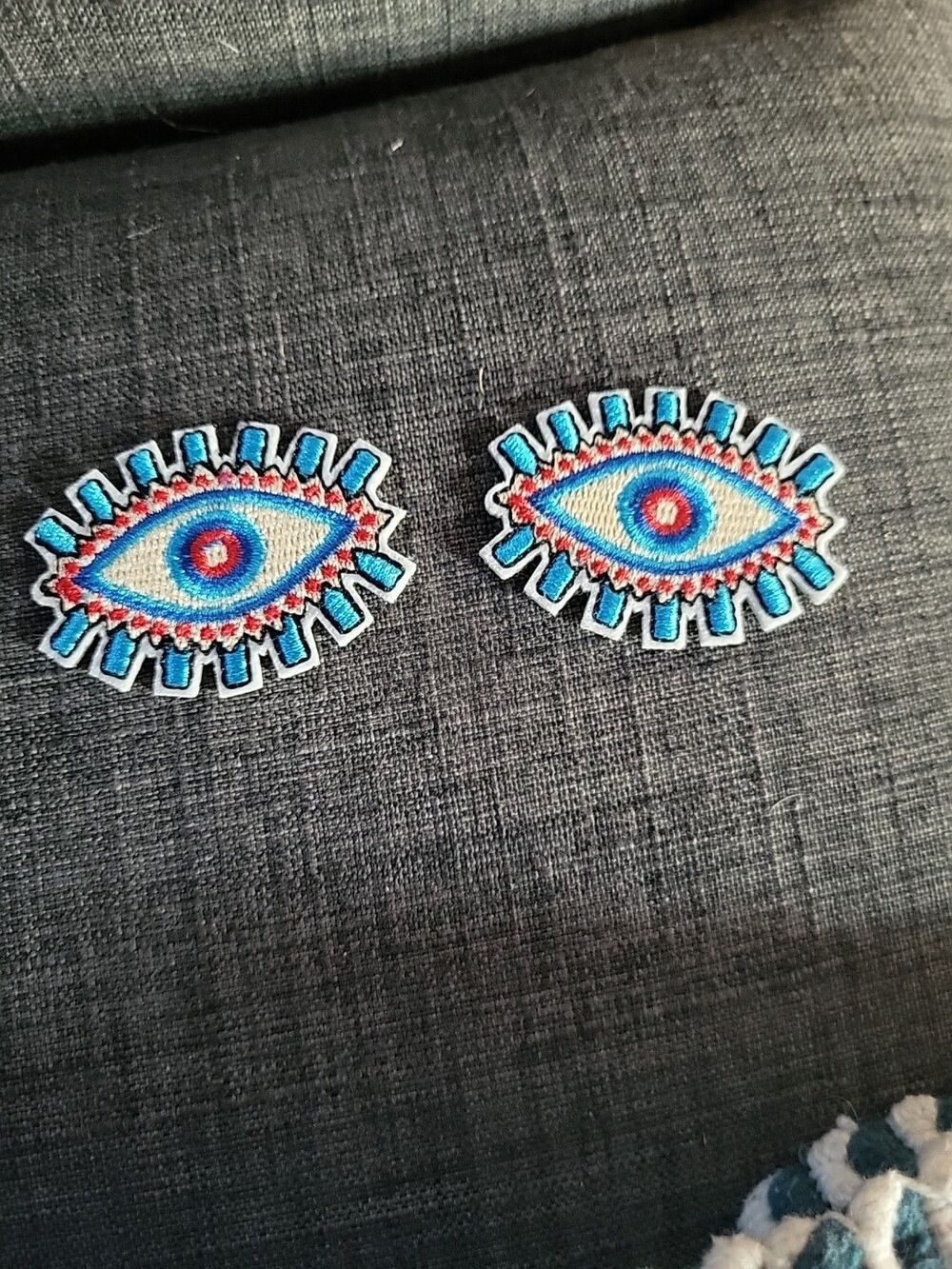 Embroidered Eyeball Lot Of 2 Applique 2"x 1.5" Iron On